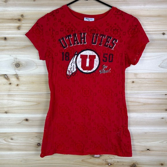 Knights Apparel Tops - Pro Edge Utah Utes T Shirt Womens Medium Red Sheer V Neck by Knights Apparel